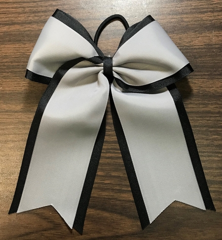 Black and Silver Gray 2 Layer Bow