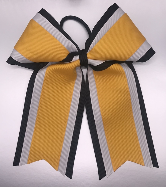 Black, White, and Gold 3 Layer Bow