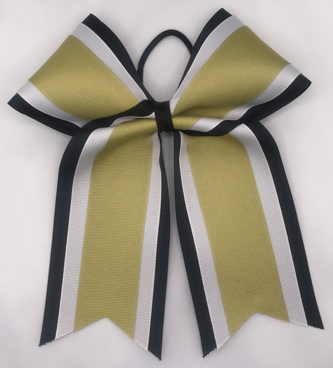 Black, White, and Vegas Gold 3 Layer Bow