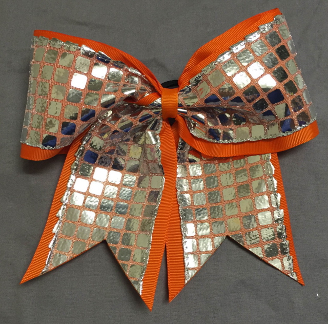 Orange and Silver Disco Bow