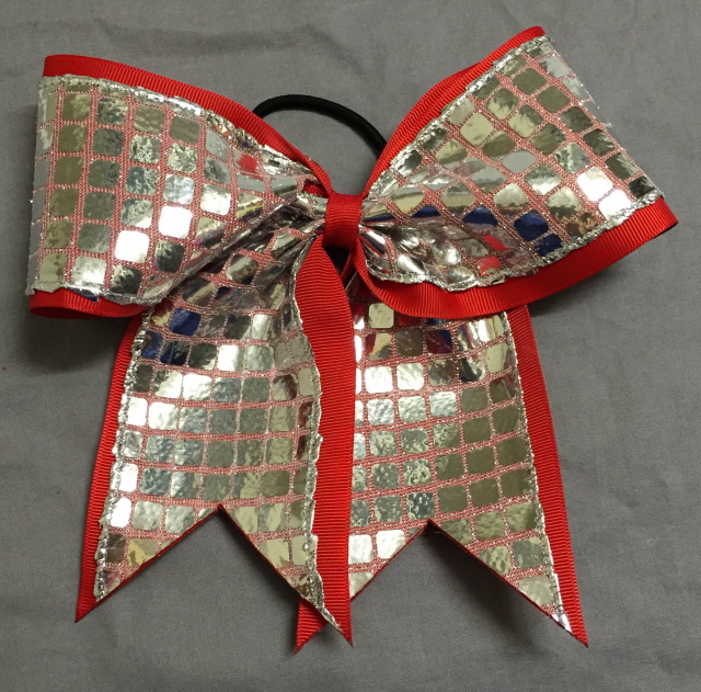 Red and Silver Disco Bow