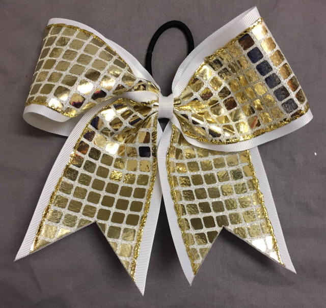 White and Gold Disco Bow