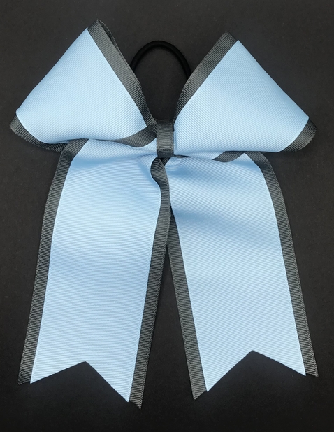 Graphite Gray and Columbia Blue 2 Layer Bow