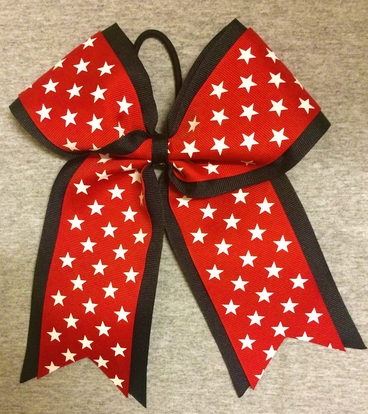 Black Red Stars 2 Layer Bow