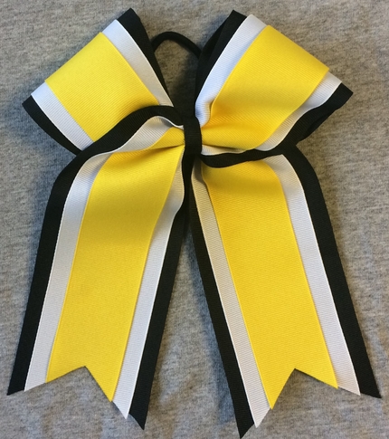 Black White Yellow 3 Layer Bow