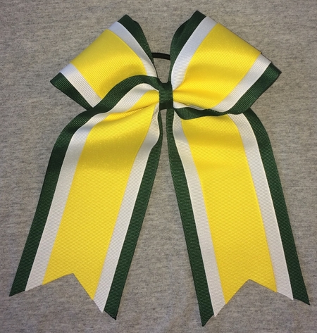 Forest Green White Yellow 3 Layer Bow