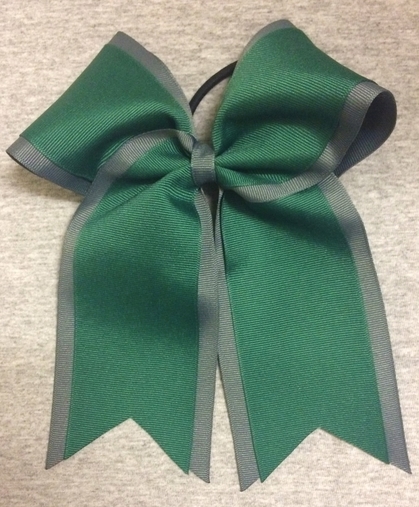 Graphite Gray and Forest Green 2 Layer Bow