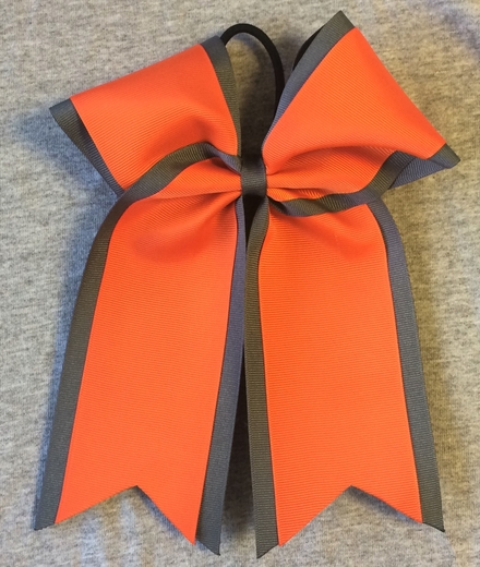 Graphite Gray Orange 2 Layer Bow