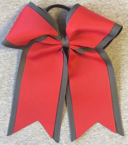 Graphite Gray Red 2 Layer Bow