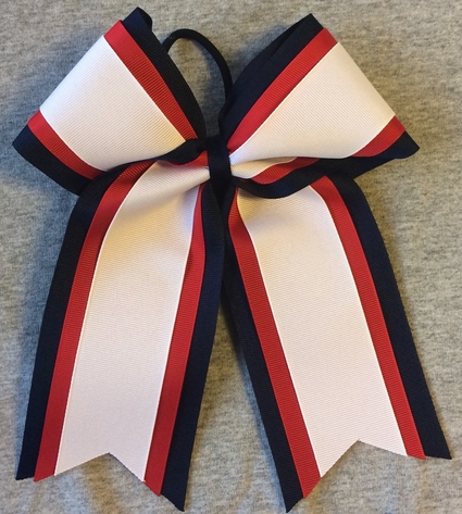 Navy Blue Red White 3 Layer Bow
