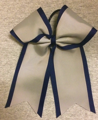 Navy Blue Silver 2 Layer Bow