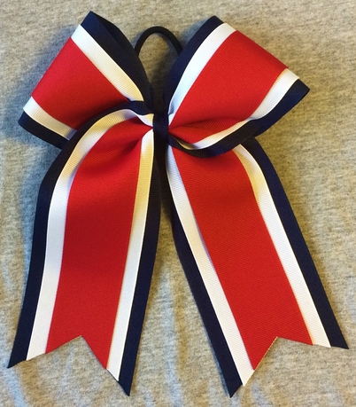 Navy White Red 3 Layer Bow