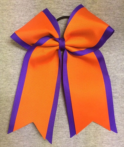 Purple Orange 2 Layer Bow