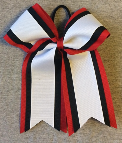 Red Black White 3 Layer Bow