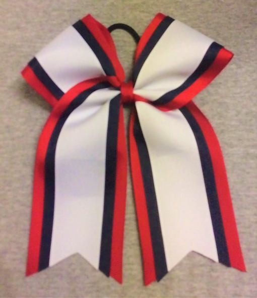 Red Navy Blue White 3 Layer Bow
