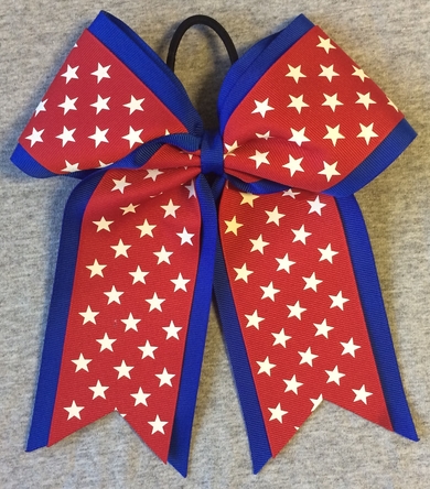 Royal Blue Red Stars 2 Layer Bow