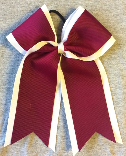 White Maroon 2 Layer Bow