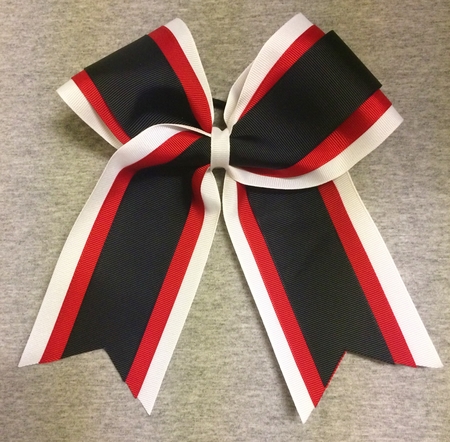 White Red Black 3 Layer Bow