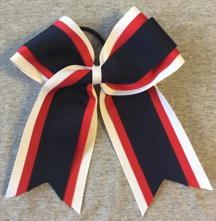 White Red Navy Blue 3 Layer Bow