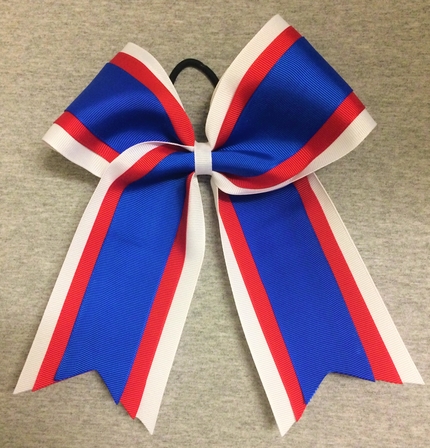White Red Royal Blue 3 Layer Bow