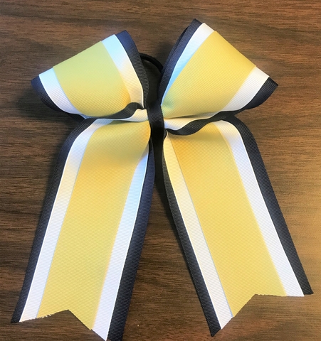 Navy Blue, White, and Vegas Gold 3 Layer Bow