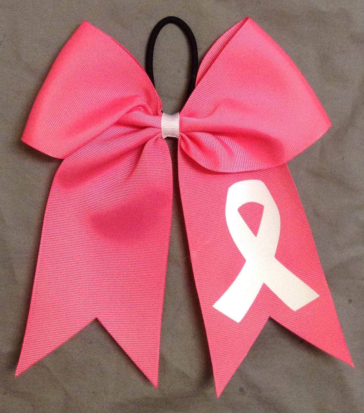 Pink Bow with White Awareness Ribbon