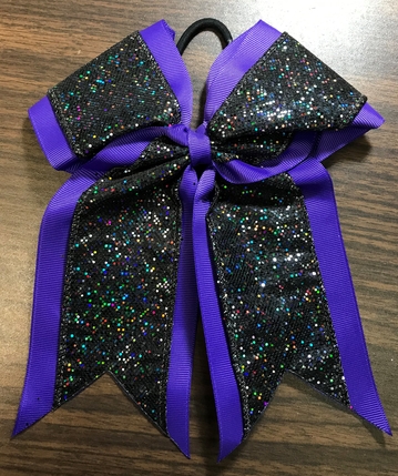 Purple Bow with Black Glitter