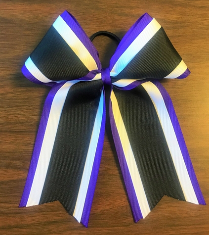 Purple, White, and Black 3 Layer Bow