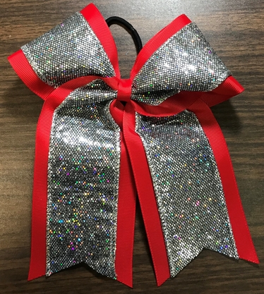 Red with Silver Glitter Bow