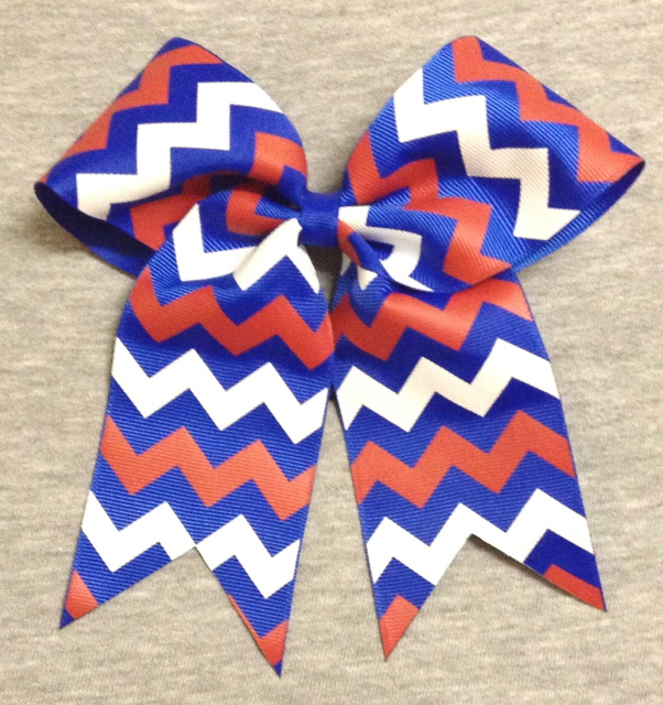 Royal Blue, Red, and White Chevron Bow