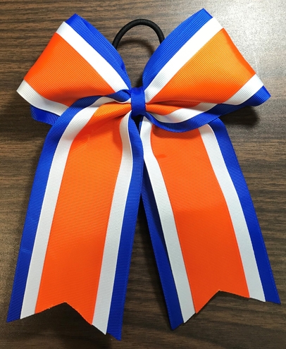 Royal Blue, White, and Orange 3 Layer Bow