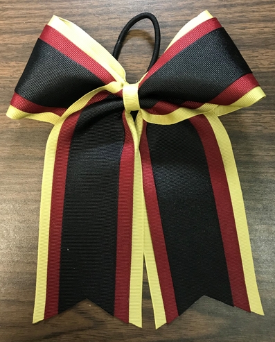 Vegas Gold, Maroon, and Black 3 Layer Bow