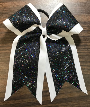 White with Black Glitter Bow
