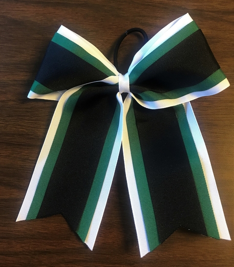 White, Forest Green, and Black 3 Layer Bow