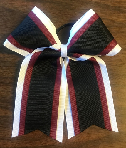 White, Maroon, and Black 3 Layer Bow