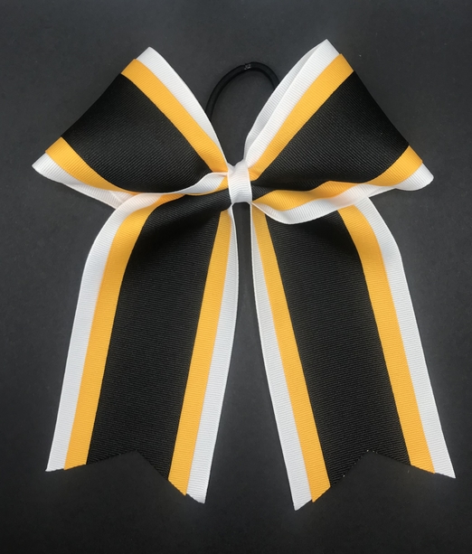 White, Gold, and Black 3 Layer Bow