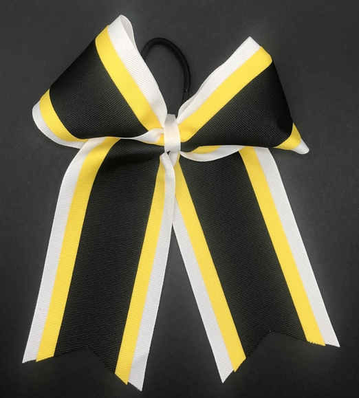 White, Yellow, and Black 3 Layer Bow