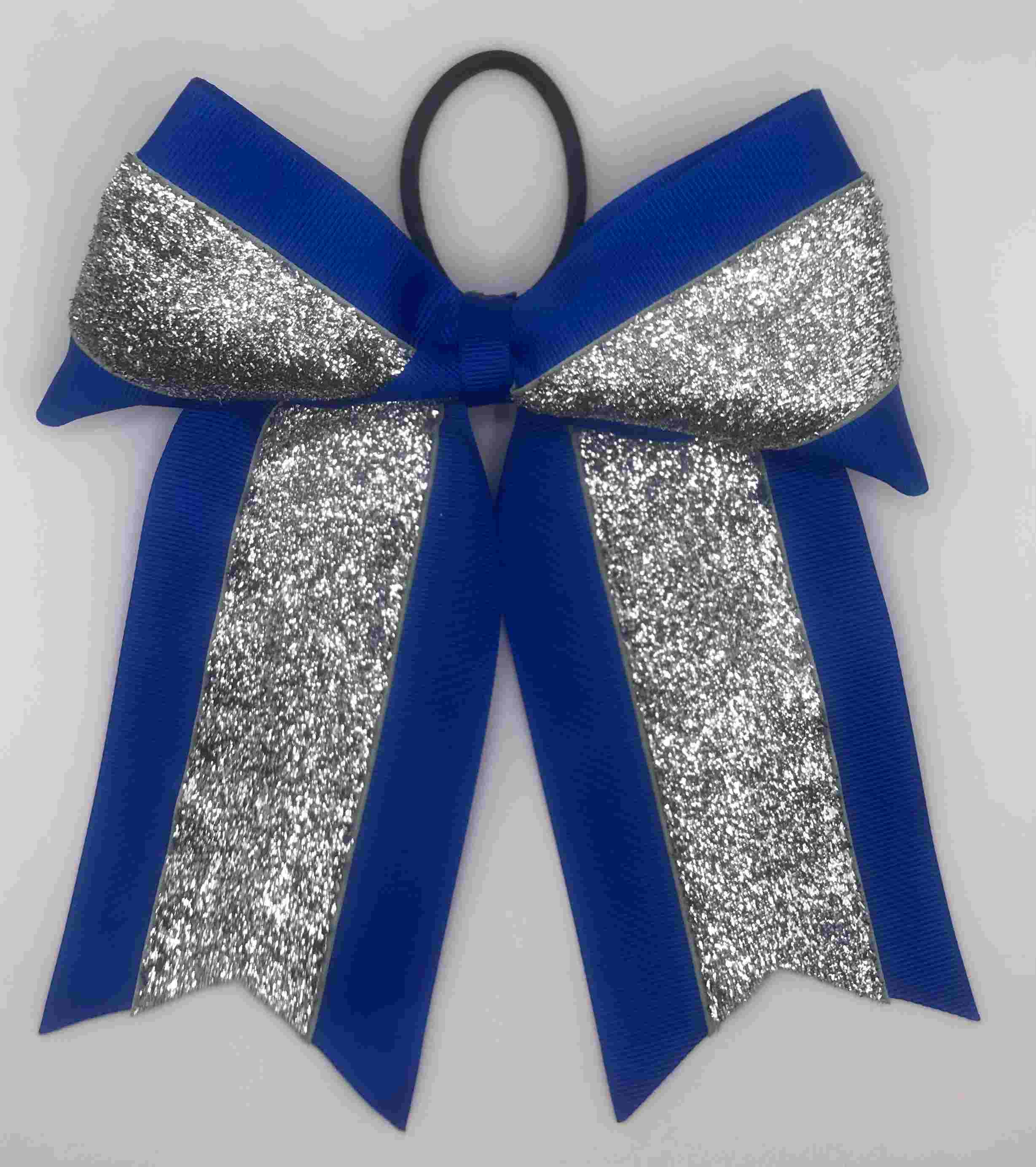 Royal Blue with Silver Glitter Bow